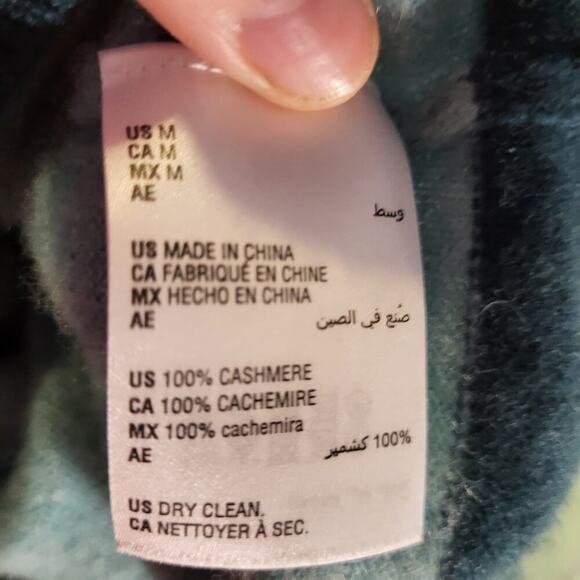 Charter Club Luxury 100% Cashmere Pink & Green Stripe Crew Neck Sweater Medium - Picture 9 of 10